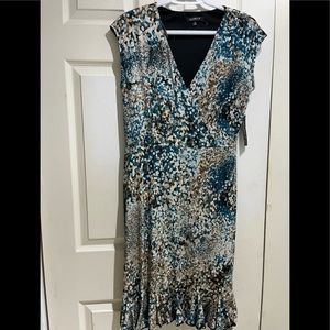 Glamour Midi Faux Wrap Green/Tan dress in Size 10